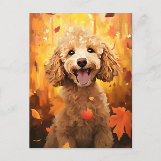 Poodle Autumn Thanksgiving  Postcard (Front)