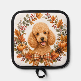 Poodle Autumn Wreath Pot Holder