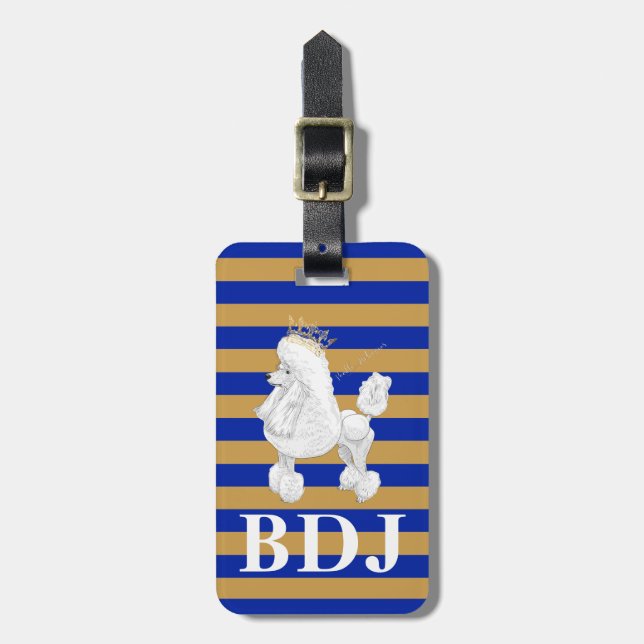 Poodle Behaviour Monogram Luggage Tag (Front Vertical)