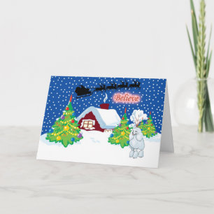Poodle Believe In Santa Christmas Holiday Card