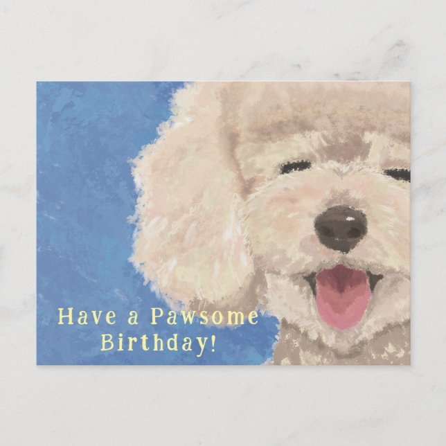 Poodle Birthday Card Cute Pawsome Message (Front)