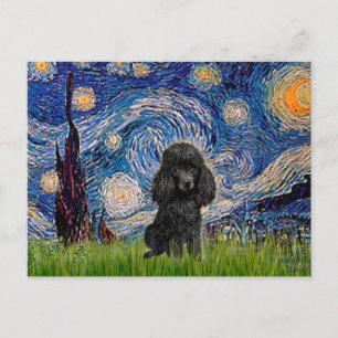 Poodle (black 1) - Starry Night Postcard