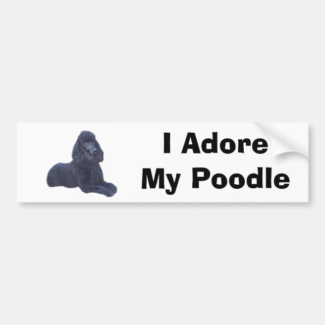 Poodle Black Bumper Sticker I Adore (Front)