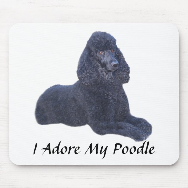 Poodle Black Mousepad I Adore (Front)
