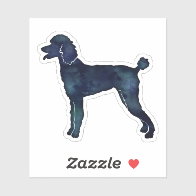 Poodle Black Watercolor Silhouette (Sheet)