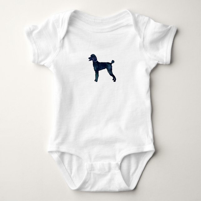 Poodle Black Watercolor Silhouette Baby Bodysuit (Front)
