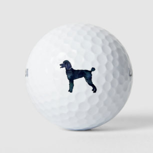 Poodle Black Watercolor Silhouette Golf Balls