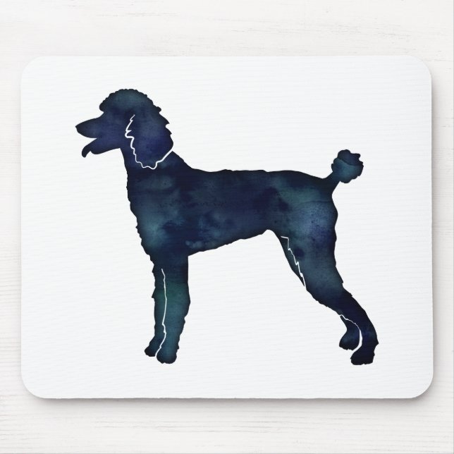 Poodle Black Watercolor Silhouette Mouse Pad (Front)