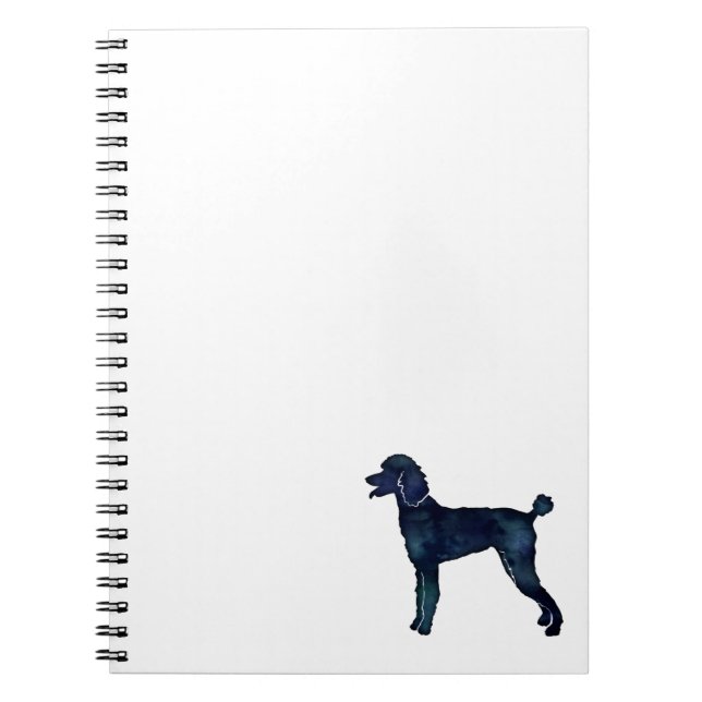 Poodle Black Watercolor Silhouette Notebook (Front)