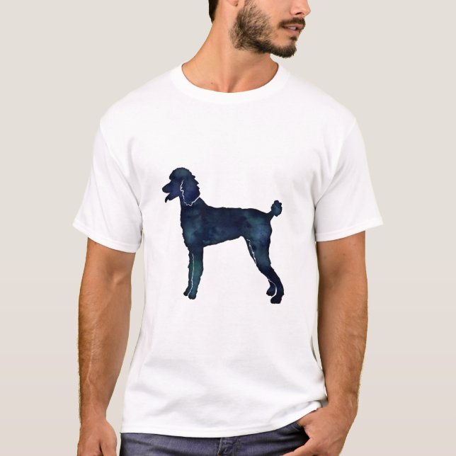 Poodle Black Watercolor Silhouette T-Shirt (Front)
