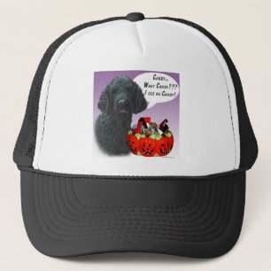Poodle (blk) Halloween Candy Trucker Hat