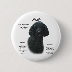 Poodle (blk) History Design 6 Cm Round Badge
