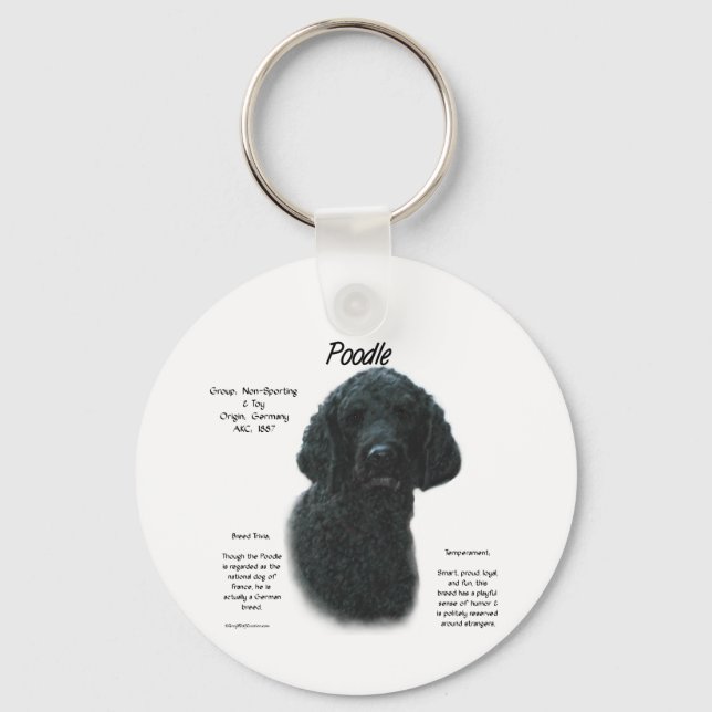 Poodle (blk) History Design Key Ring (Front)