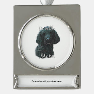 Poodle (blk) Mum 2 Silver Plated Banner Ornament