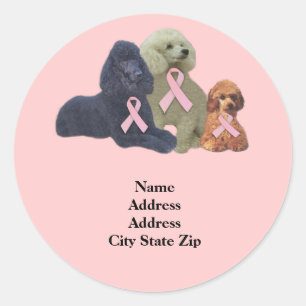Poodle Breast Cancer Address Label