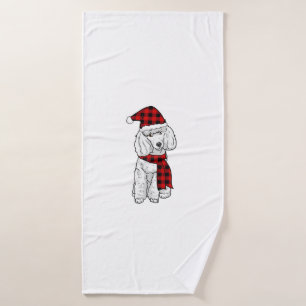 Poodle Buffalo Plaid Poodles Dog Lover Christmas Bath Towel
