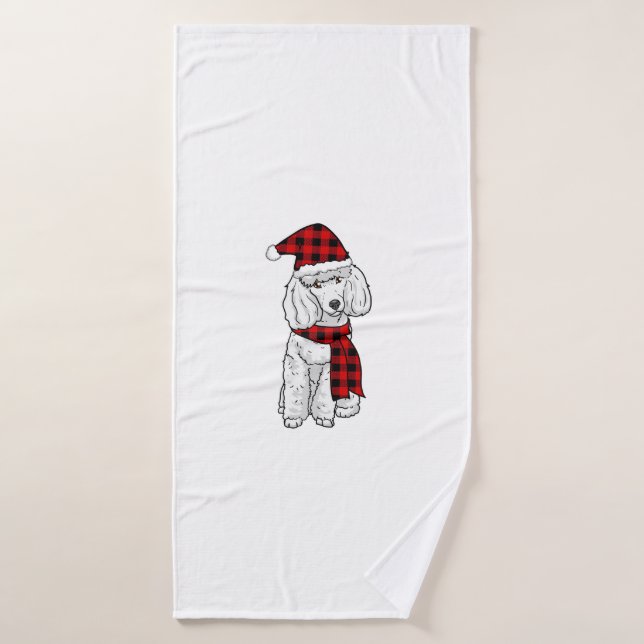 Poodle Buffalo Plaid Poodles Dog Lover Christmas  Bath Towel (Bath Towel)