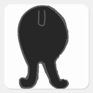 poodle butt black square sticker
