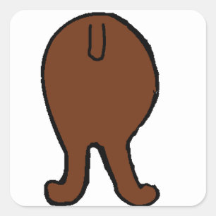 poodle butt brown square sticker