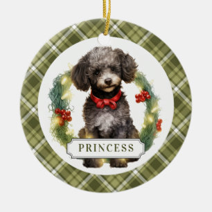 Poodle Ceramic Circle Ornament