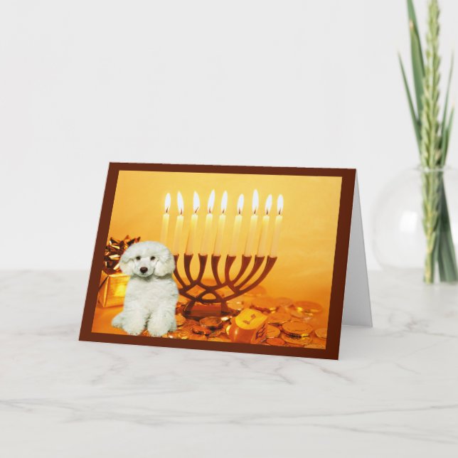 Poodle Chanukah Card Menorah (Front)