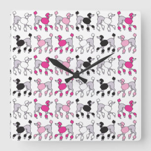 POODLE CHAOS Square Wall Clock