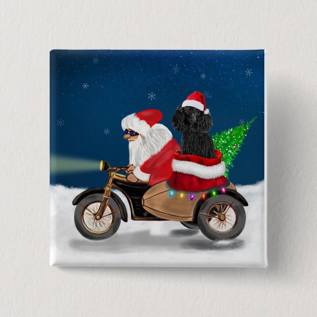 Poodle Christmas 15 Cm Square Badge (Front)