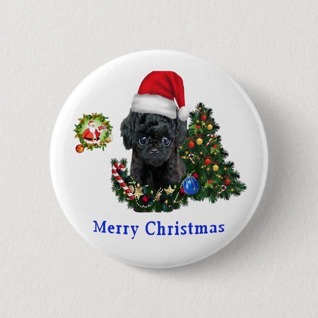 Poodle Christmas  6 Cm Round Badge (Front)
