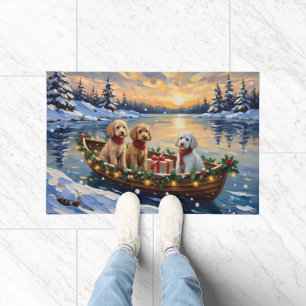 Poodle Christmas Boat Holiday Doormat