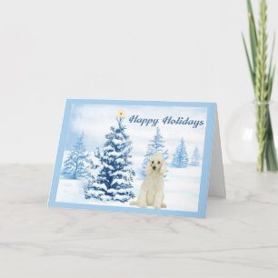 Poodle  Christmas Card Blue Tree