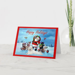 Poodle Christmas Card Santa and Animals