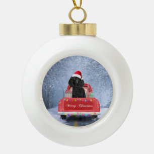 Poodle Christmas Ceramic Ball Christmas Ornament