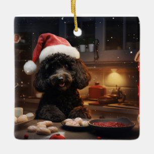 Poodle Christmas Cookies Festive Holiday Ceramic Ornament