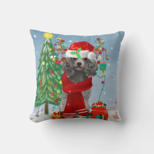 Poodle Christmas Cushion