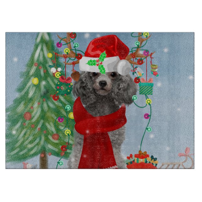 Poodle Christmas Cutting Board (Front)