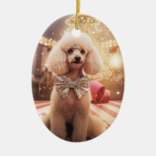 Poodle christmas,dog memorial gift,dog lover gift ceramic ornament (Front)