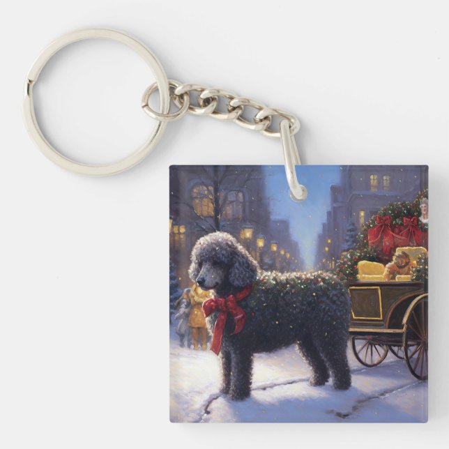 Poodle Christmas Festive Season Key Ring (Front)
