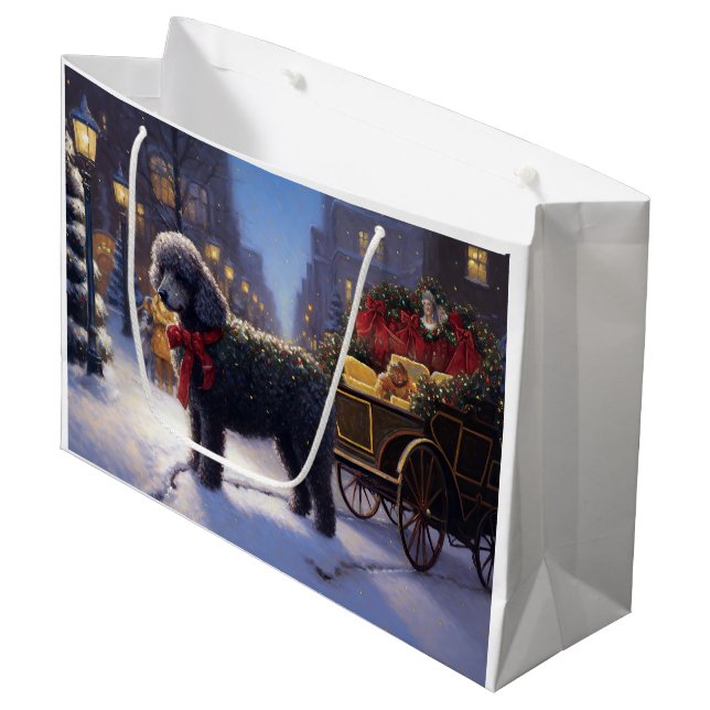 Poodle Christmas Festive Season Large Gift Bag (Front Angled)