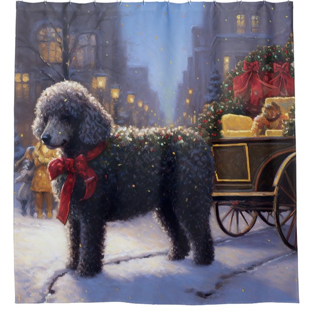 Poodle Christmas Festive Season Shower Curtain (Front)