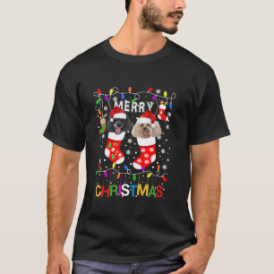 Poodle Christmas Funny Dog in Sock Pyjamas Long Sl T-Shirt