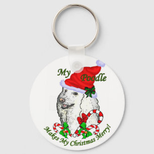 Poodle Christmas Gifts Key Ring