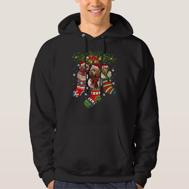 Poodle Christmas In Sock Dog Santa Hat Gift     Hoodie (Front)
