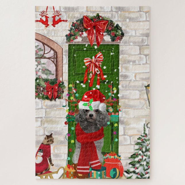 Poodle Christmas Jigsaw Puzzle (Vertical)