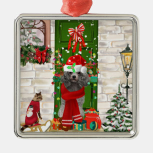 Poodle Christmas Metal Ornament