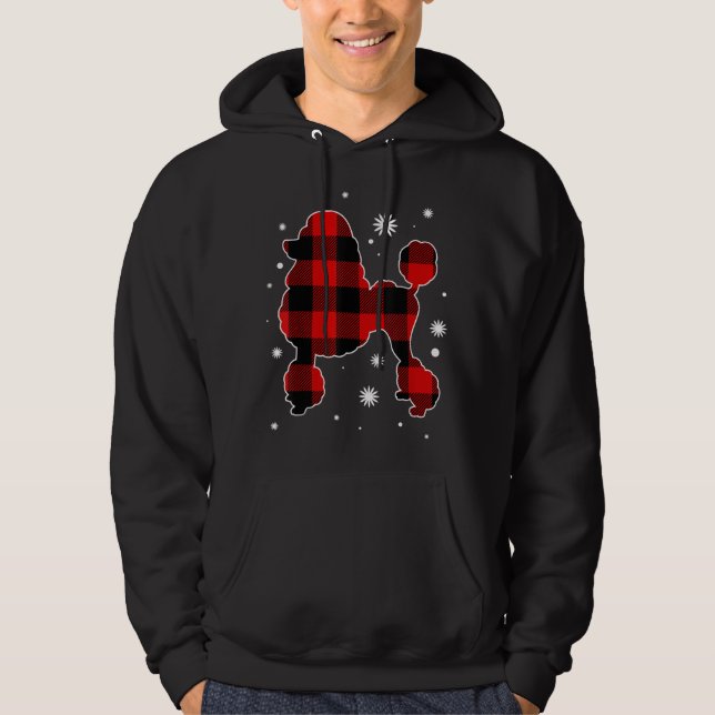 Poodle Christmas Pajama Dog Buffalo Plaid Xmas Hoodie (Front)