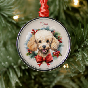 Poodle Christmas Pet Memorial Dog Breed Metal Ornament