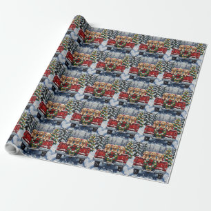 Poodle Christmas Red Truck Holiday Wrapping Paper