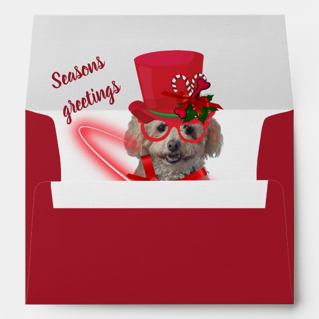 Poodle Christmas Seasons Greeting Red Envelopes (Back (Bottom))