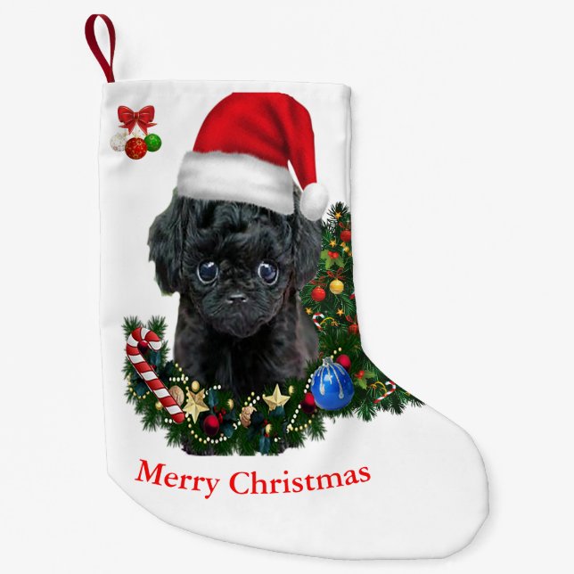 Poodle Christmas  Small Christmas Stocking (Front)