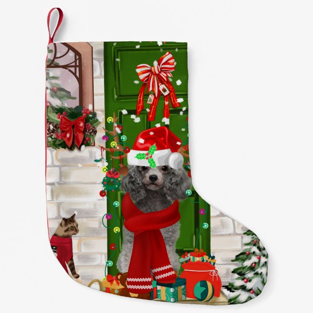 Poodle Christmas Small Christmas Stocking (Front)